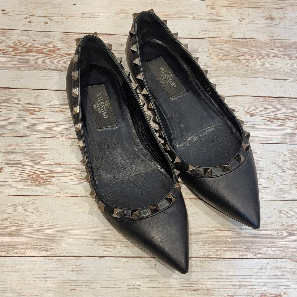 Valentino Nior black leather rockstud flats - Picture 10 of 14